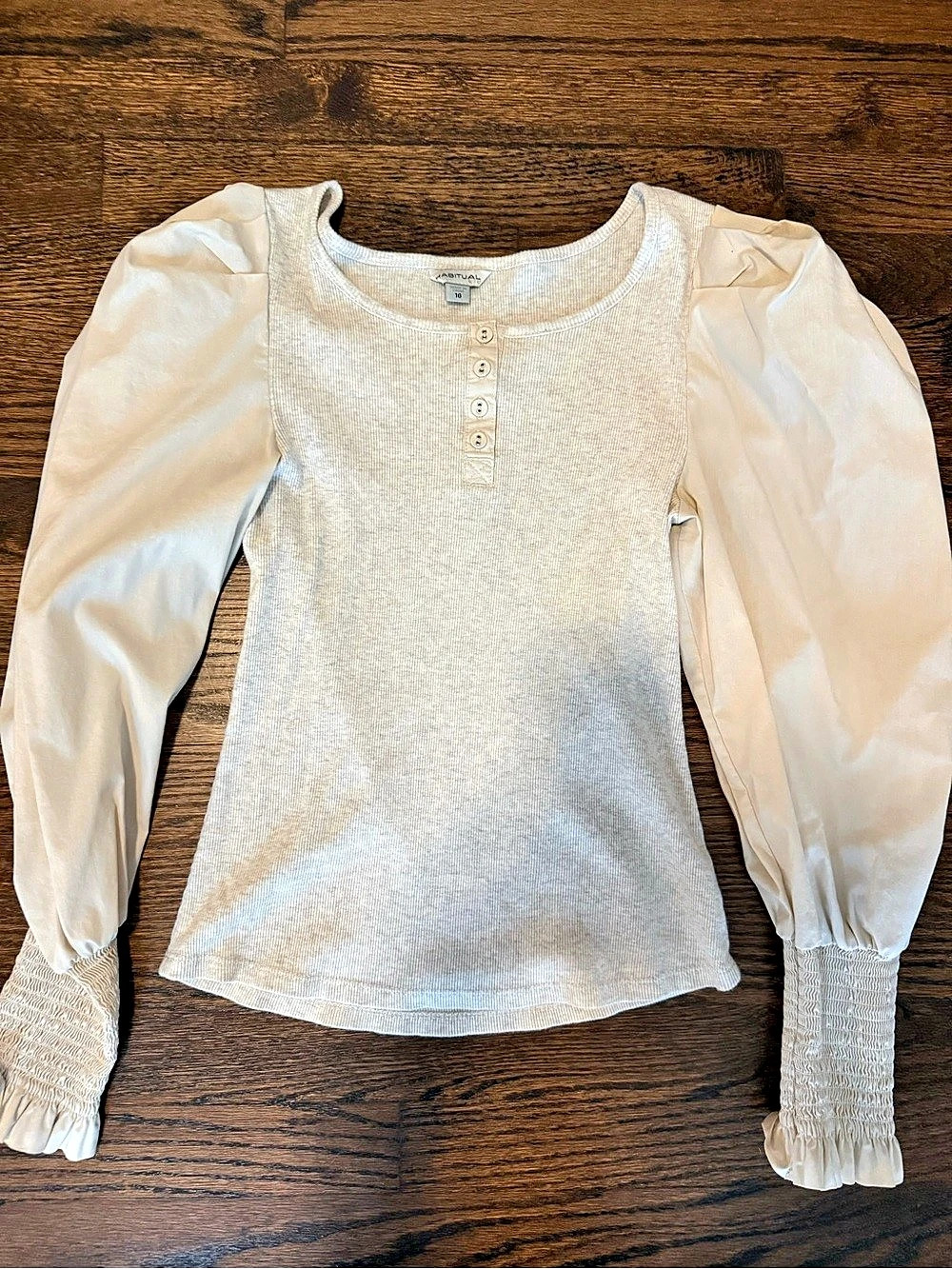 Habitual Long Sleeve Henley Blouse in White Size 16 Girls/ XS in Women's